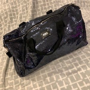VS pink navy sequins duffel bag